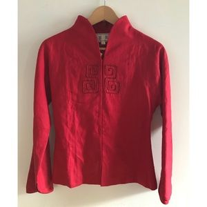 NWT Red Linen Chinese Jacket Size S